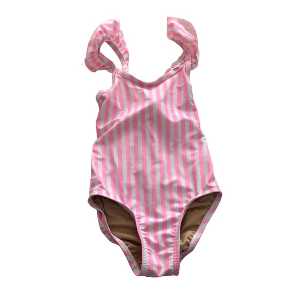 Striped one piece swim suit
